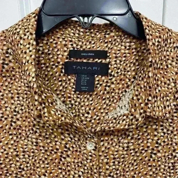 Tahari button down 100% Linen, flowy, COMFY summer shirt dress. Sz Medium - Picture 6 of 7